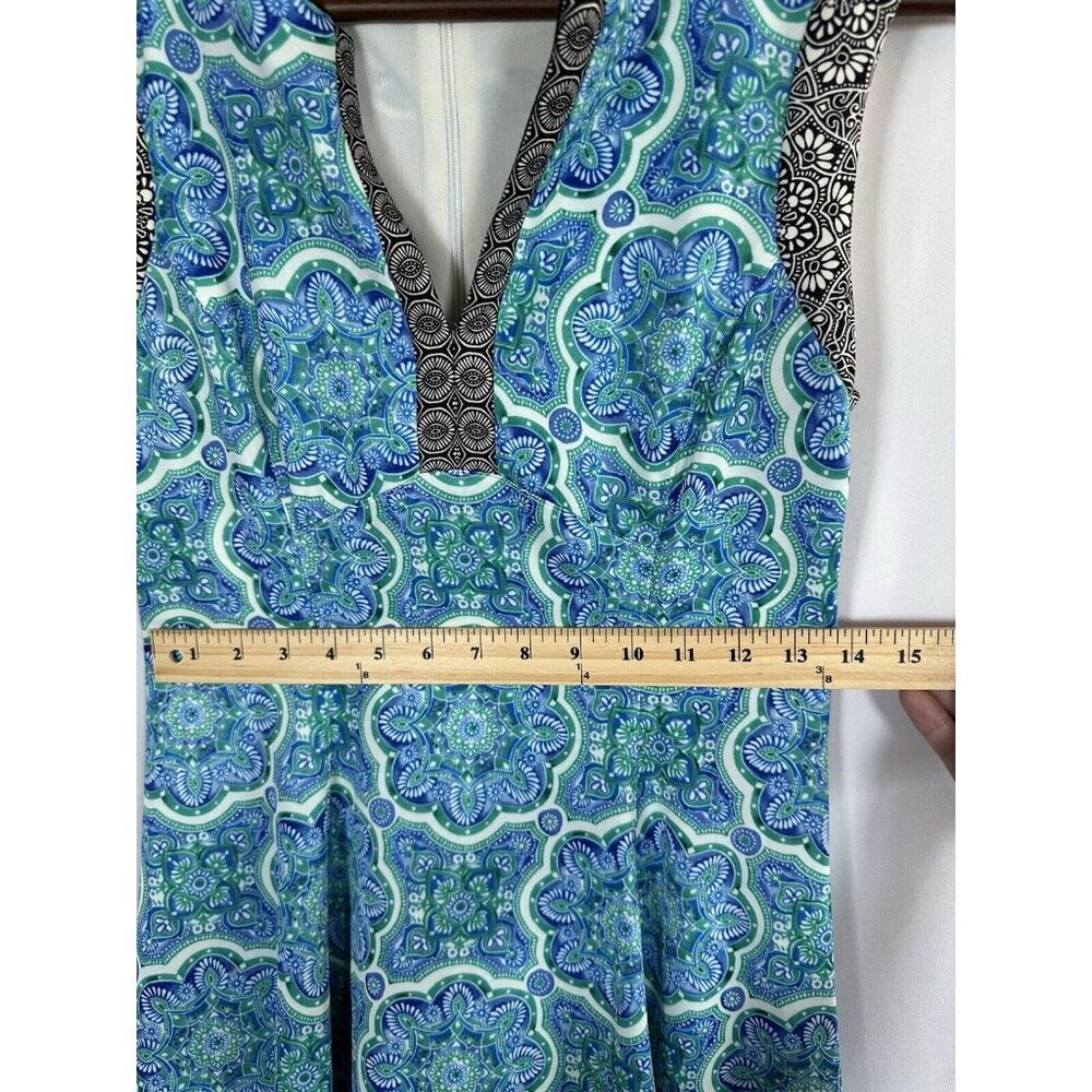 Roz & Ali Womens Blue/Black Floral Fit & Flare Sleeveless Dress Size 6 - Picture 7 of 10
